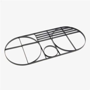 קישוט/תחתית מתכת שחורה מלבן