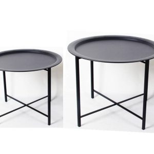 שולחן קפה עגול סט 2  מתכת שחור מט