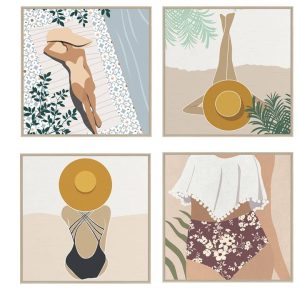 סט 4 תמונות קיץ וים 42/42 מסגרת טבעי