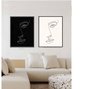 סט 2 תמונות רישום פנים 52/40 מ. שחור וטבעי