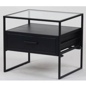 שידה מגרה ומשטח עליון זכוכית