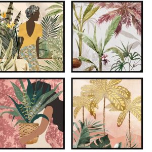 סט 4 תמונות עצים וצמחים 42/42 מסגרת ונגה