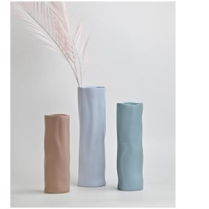 אגרטל צילינדר בעיצוב גלי אפור בהיר 35X10