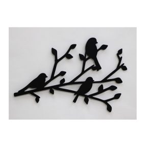 קישוט קיר ענף וציפורים מתכת שחורה