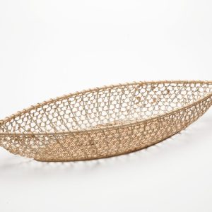 קערה אובלית מתכת וראטן