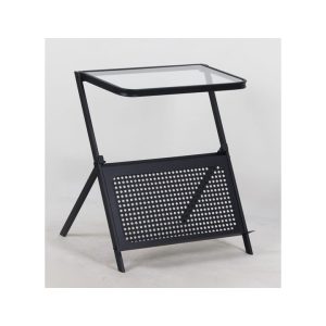 שלחן צד מתכת וזכוכית