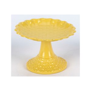 989313 קערית מתכת על רגל גוון צהוב