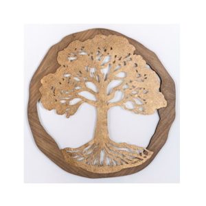 989368 עיטור קיר מתכת על מסגרת עץ